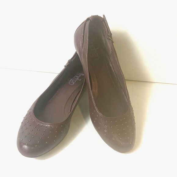 Indigo by Clarks Burgundy Leather Slip On Ballet Flats Womens 8 M Comfort Casual - Picture 4 of 14